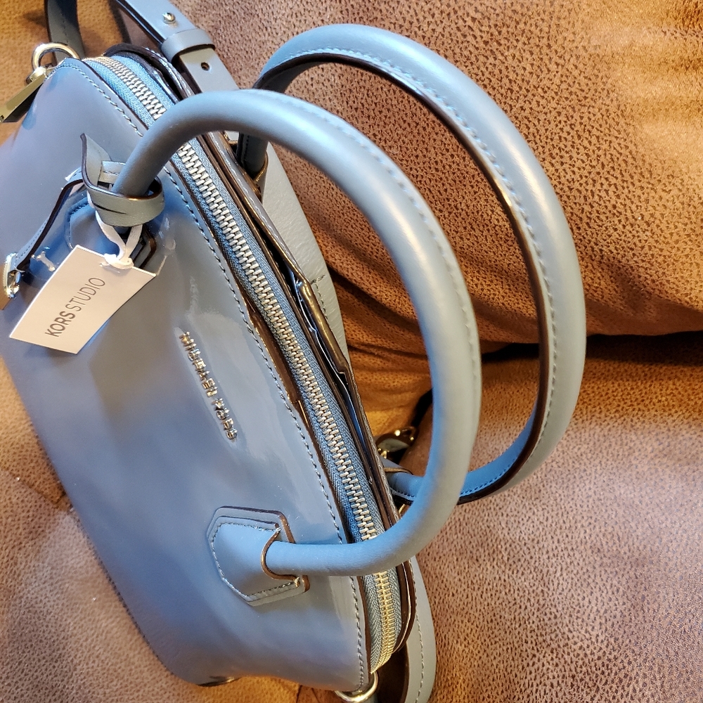 Michael Kors dome satchel patent leather denim blue - Picture 2 of 9